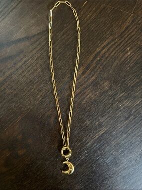 Tarnish free, Water Resistant Gold  Crescent Moon Pendant Necklace -Jewelry